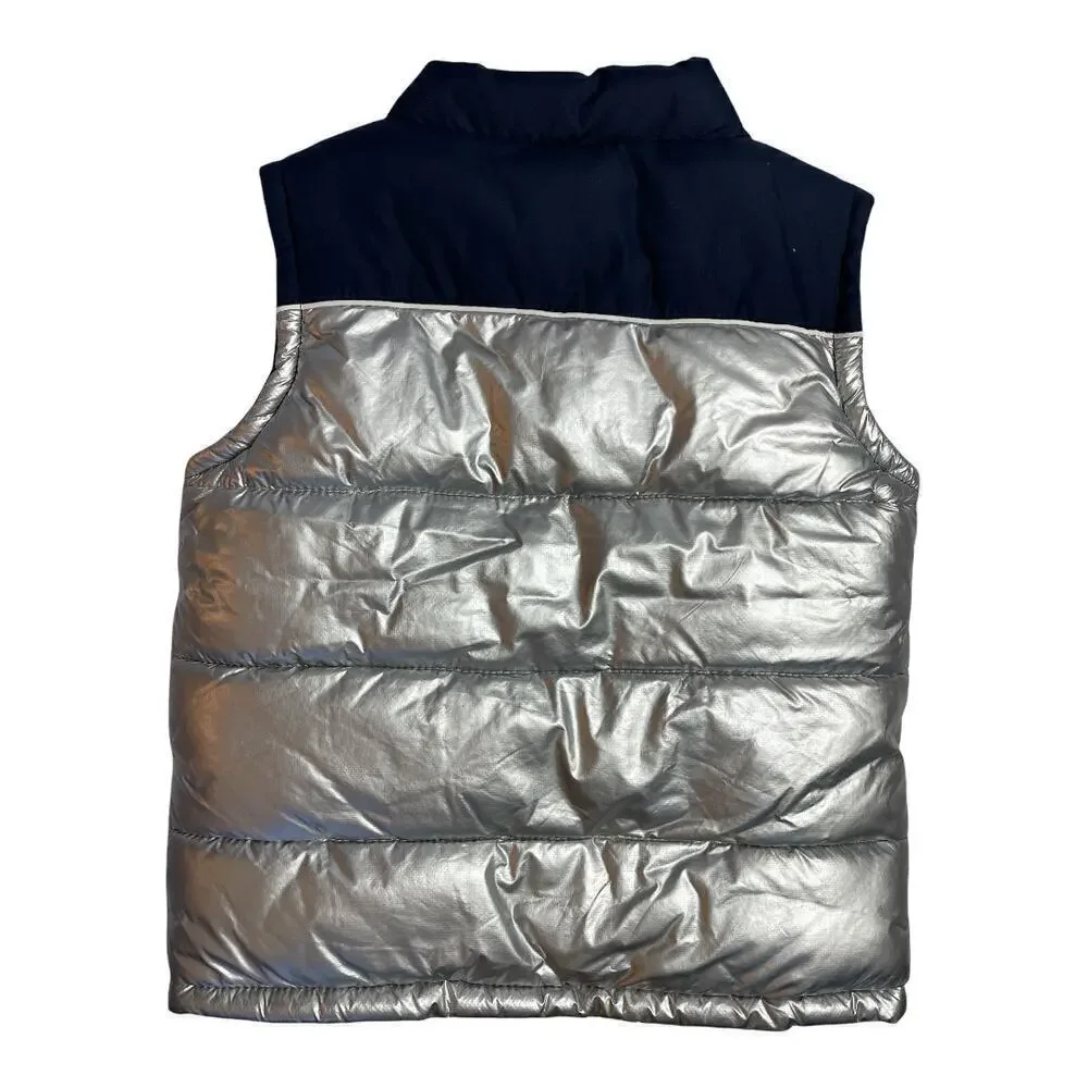 Gymboree Navy Silver Ski Patrol Fleece Lined Puffer Vest Toddler Size 2T-3T